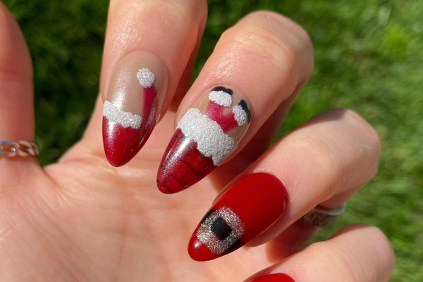 How To: Santa Hat Nail Art