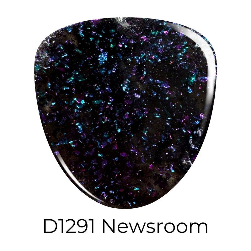 D1291 Newsroom Black Flake Dip Powder