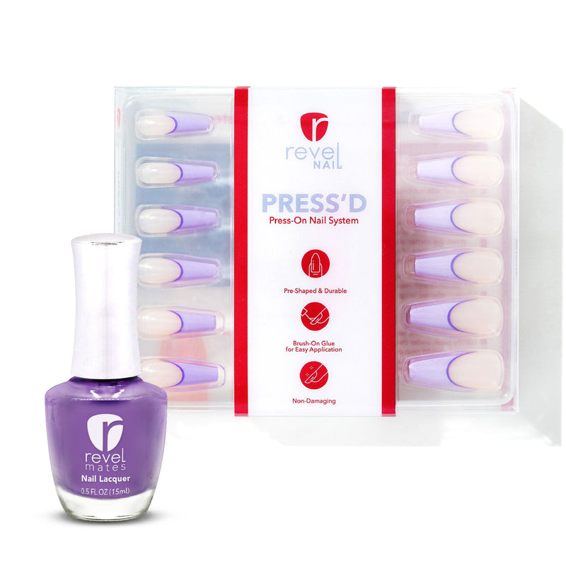 Purple Pumps Press-Ons + D732  Wisteria Polish Bundle