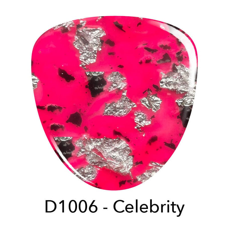 Dip Powder D1006 Celebrity Pink Metallic Flake Dip Powder 0.5 oz jar