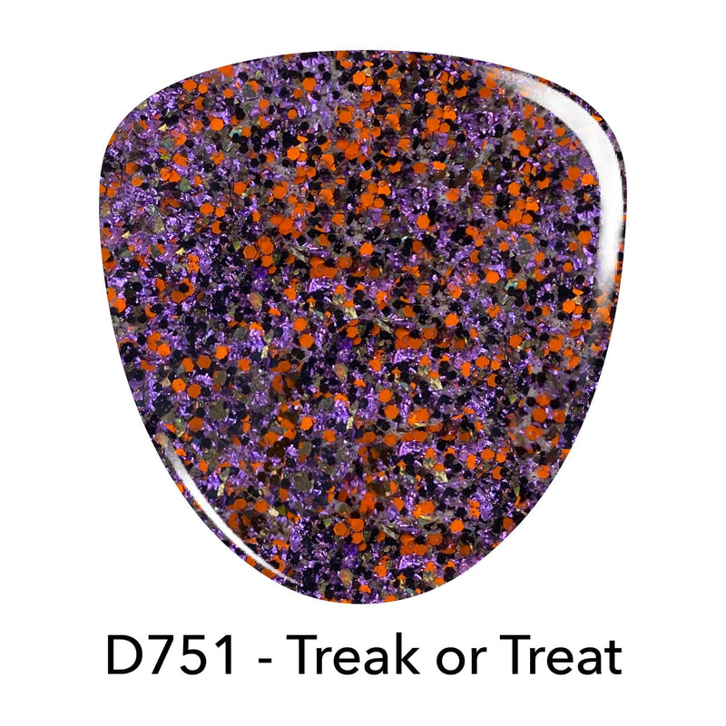 Dip Powder D751 Trick or Treat Orange Purple Glitter Dip Powder