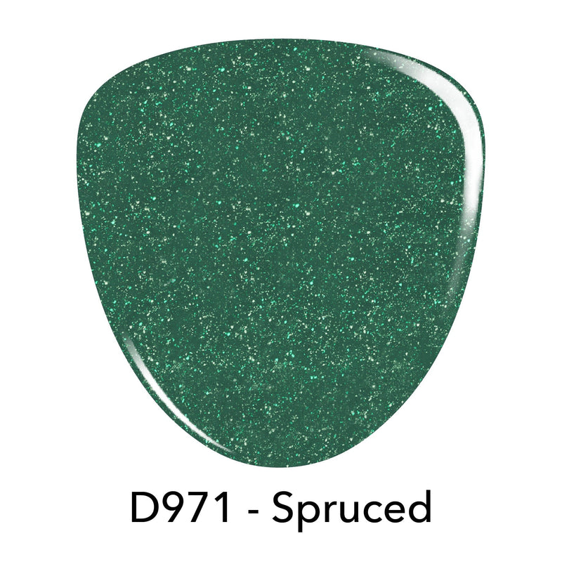 Dip Powder D971 Spruced Green Shimmer Dip Powder 0.5 oz jar