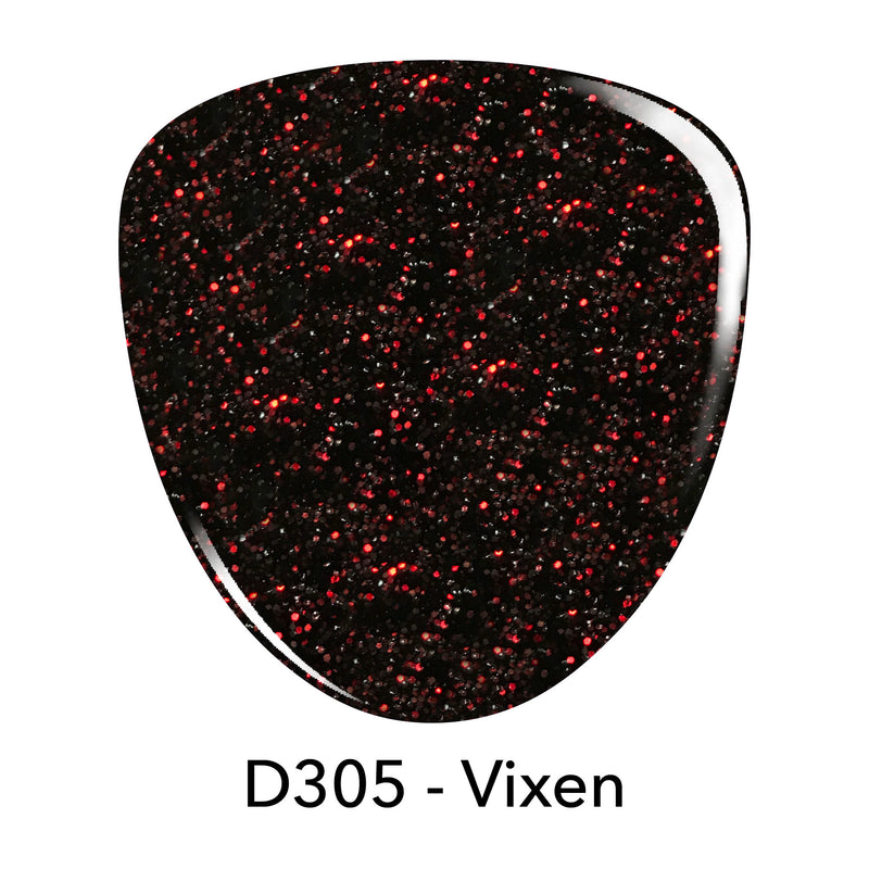 D305 Vixen Black Glitter Nail Polish