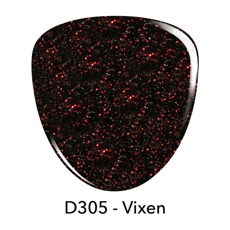 D305 Vixen Black Glitter Nail Polish + Dip Powder Set