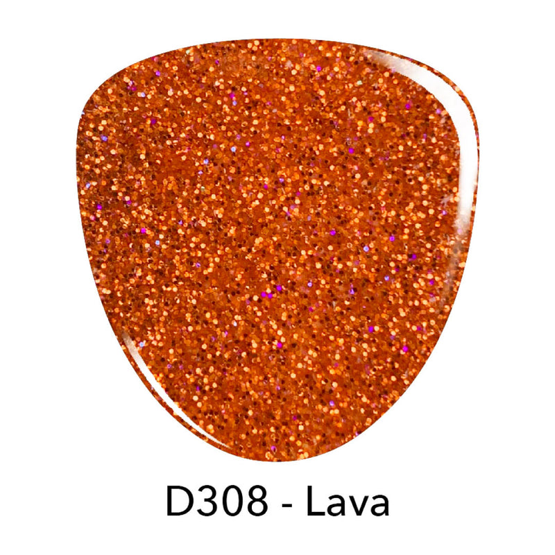 D308 Lava Orange Glitter Nail Polish + Dip Powder Set