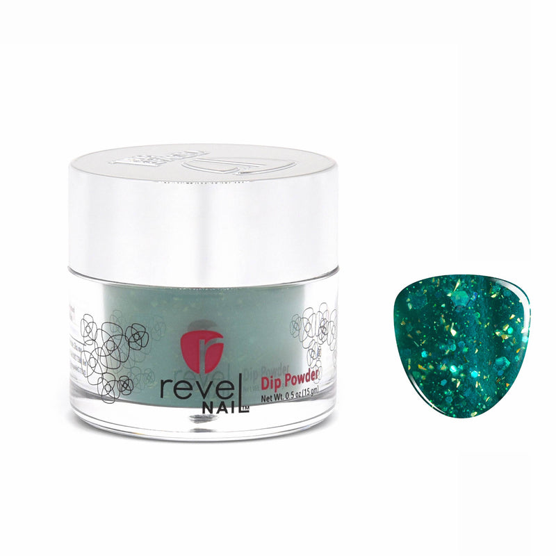 D446 Emerald Green Glitter Dip Powder