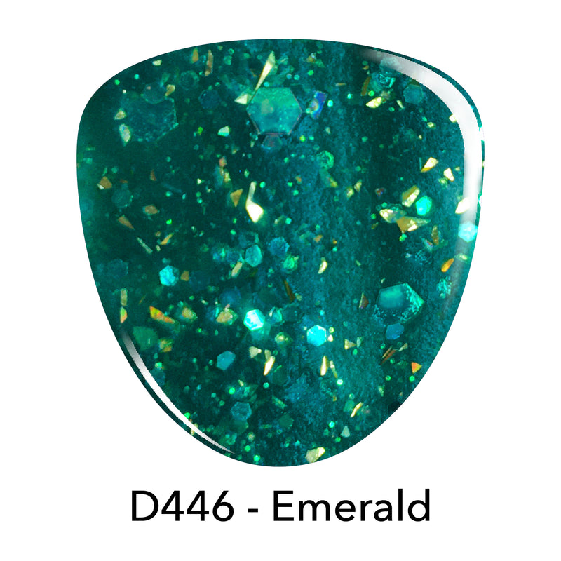 D446 Emerald Green Glitter Dip Powder