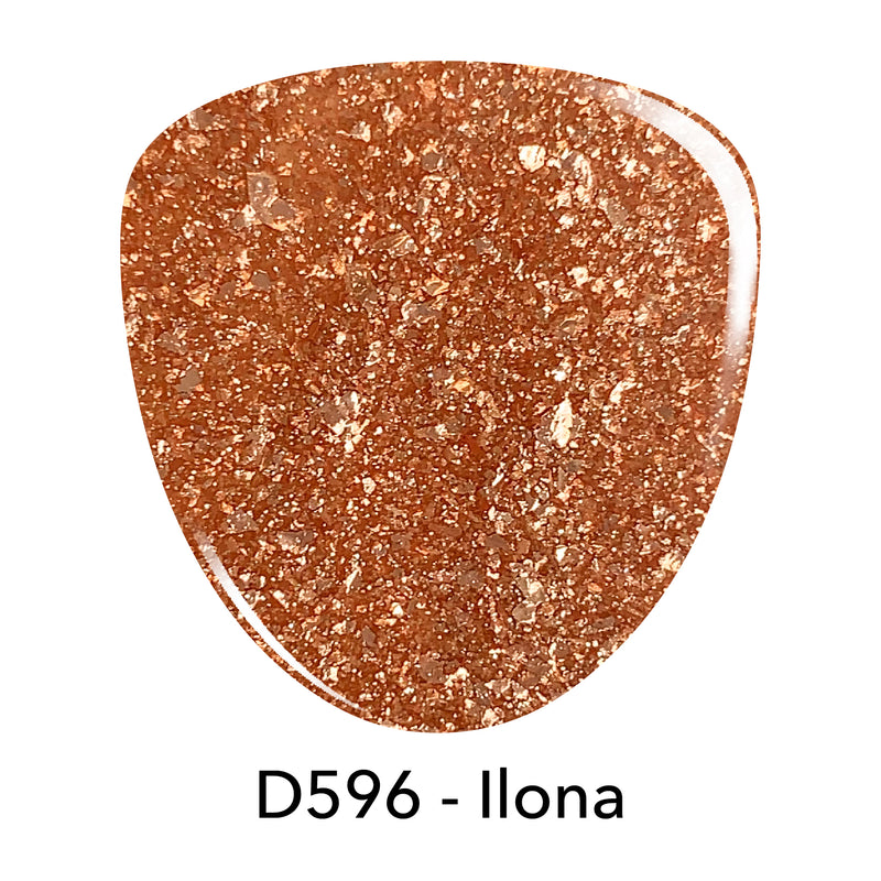 D596 Ilona Orange Glitter Dip Powder