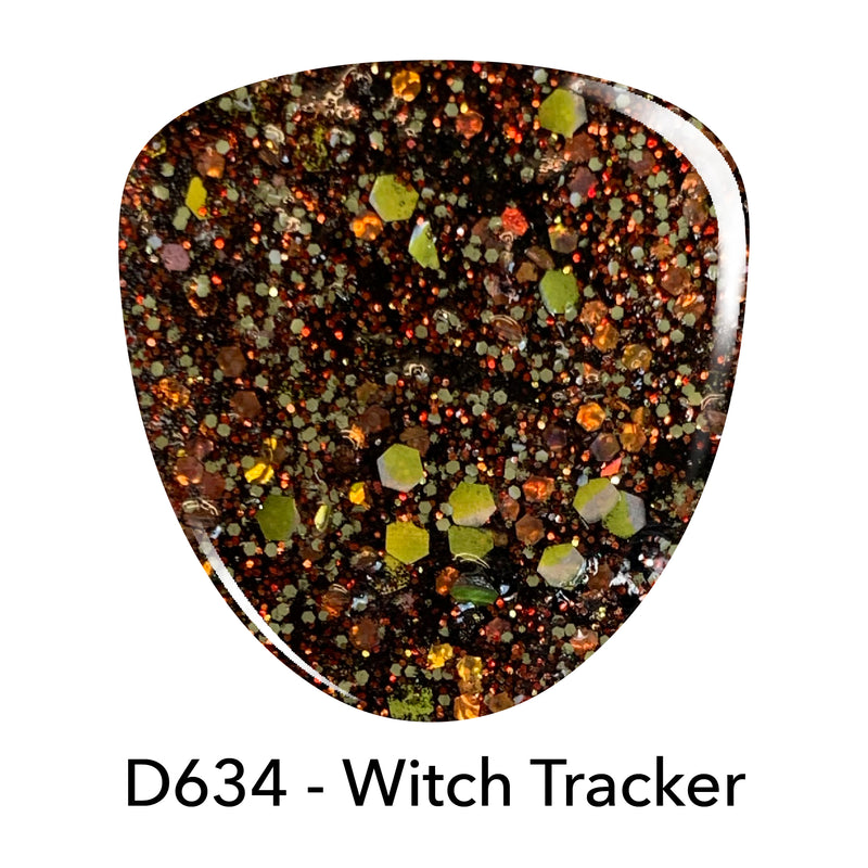 D634 Witch Tracker Black Glitter Dip Powder