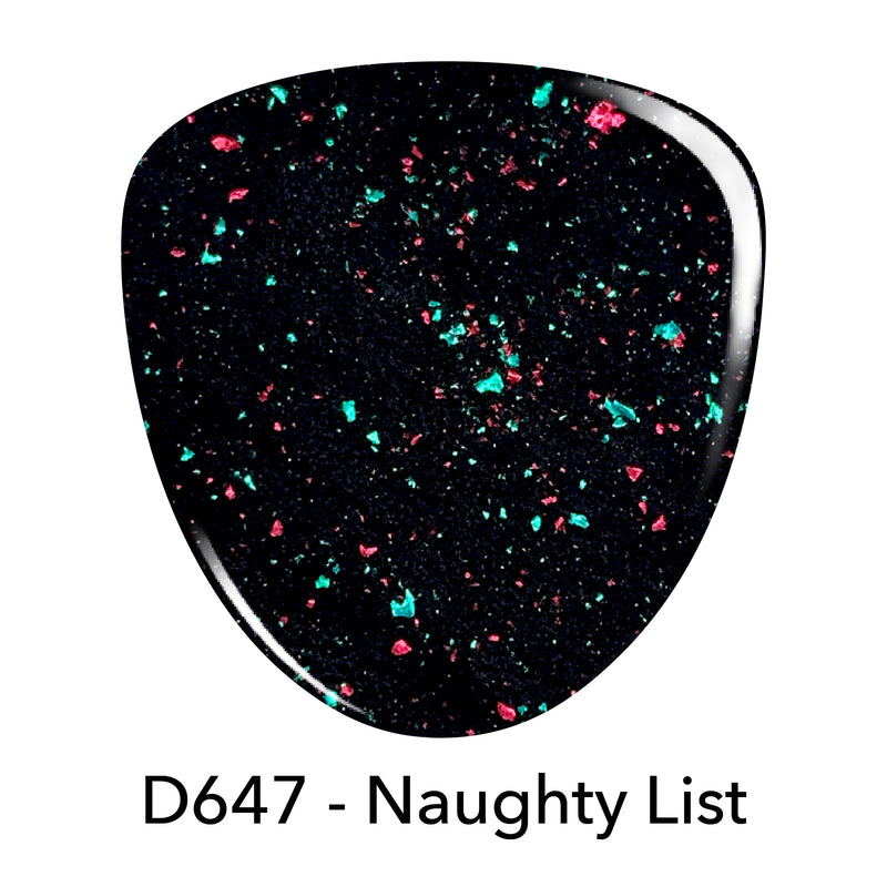 D647 Naughty List Black Glitter Dip Powder