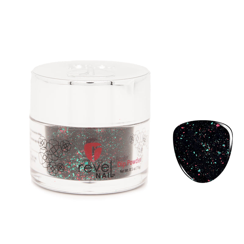 D647 Naughty List Black Glitter Dip Powder