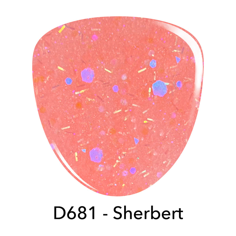 D681 Sherbert Pink Glitter Dip Powder