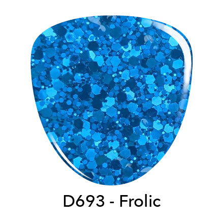 D693 Frolic Blue Glitter Dip Powder