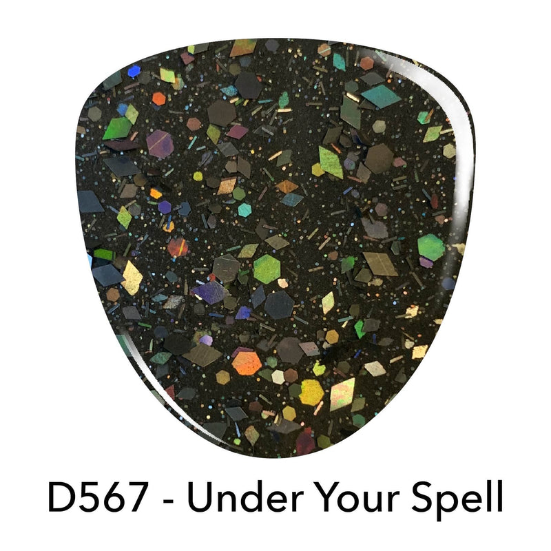 D567 Under Your Spell Black Glitter Dip Powder