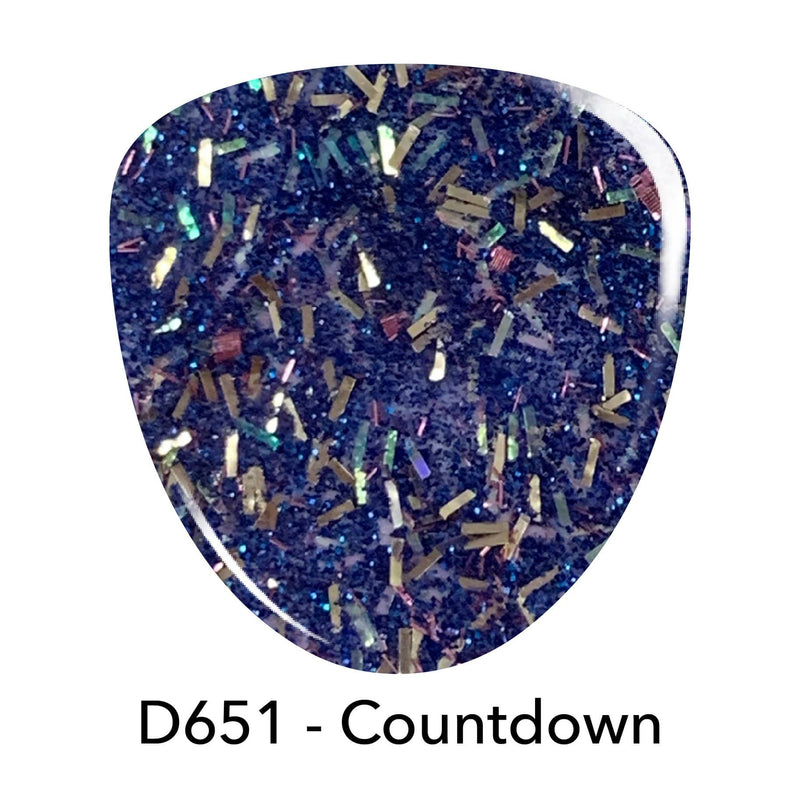 D651 Countdown Blue Glitter Dip Powder