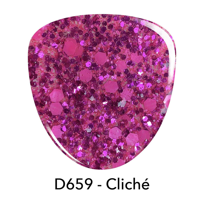 D659 Cliché Pink Glitter Dip Powder