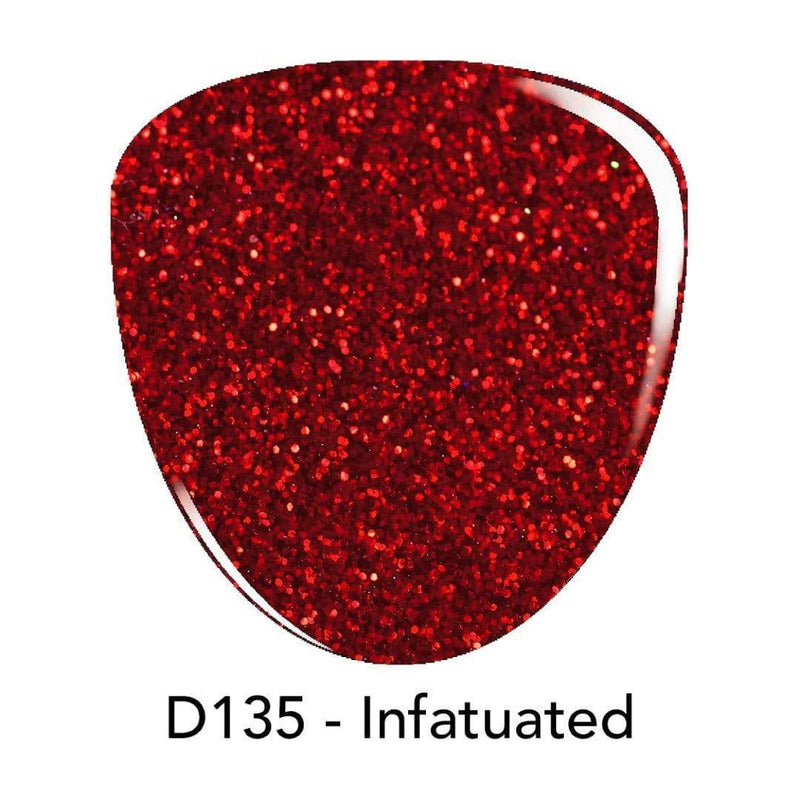 D135 Infatuated Red Glitter Dip Powder