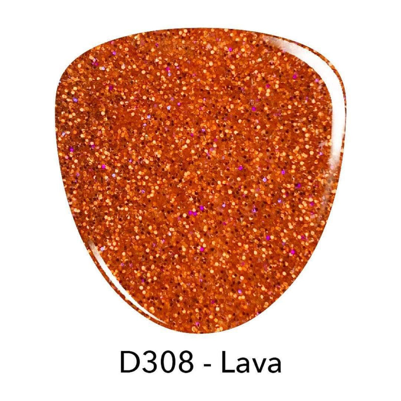 D308 Lava Orange Glitter Dip Powder