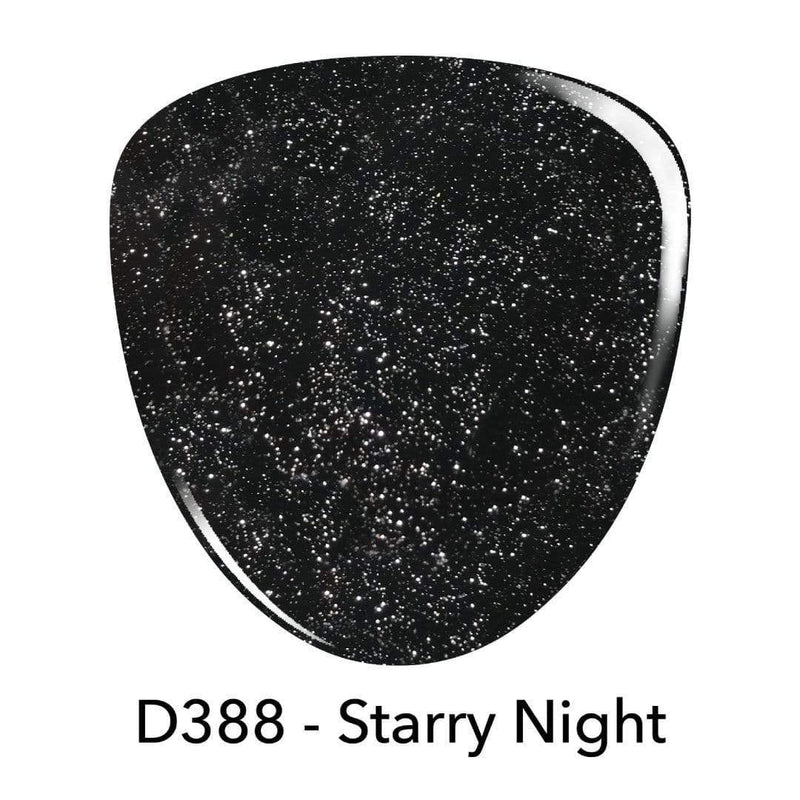 D388 Starry Night Black Glitter Dip Powder