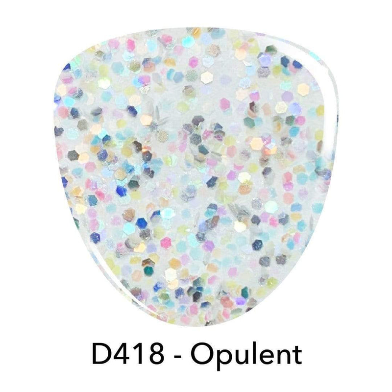 D418 Opulent Silver Glitter Dip Powder