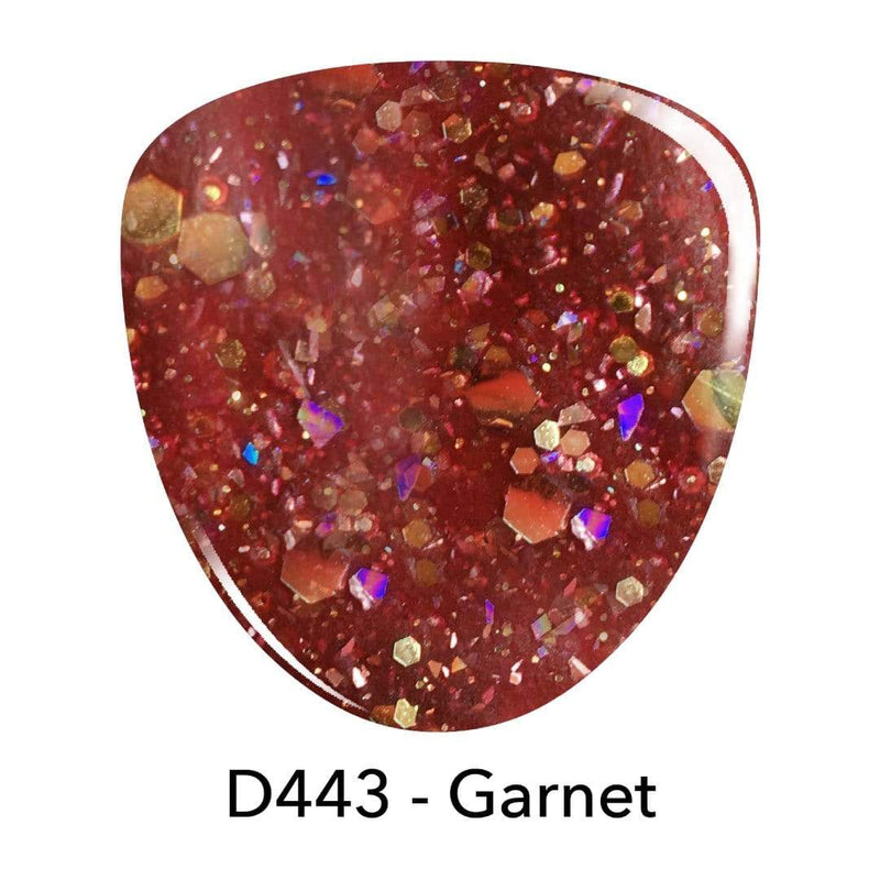 D443 Garnet Red Glitter Dip Powder