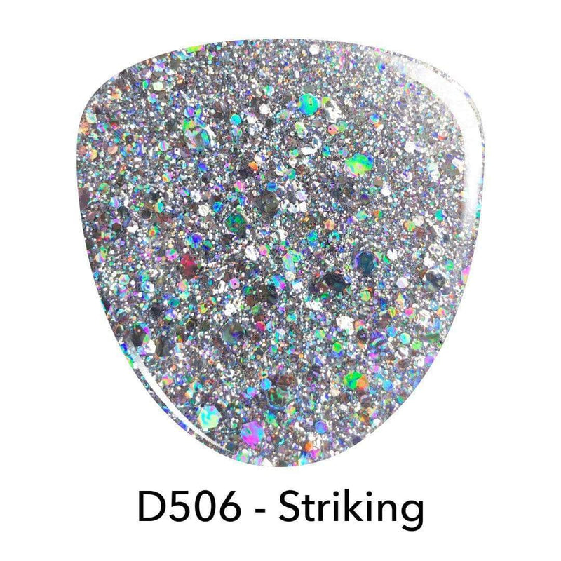 D506 Striking Silver Glitter Dip Powder