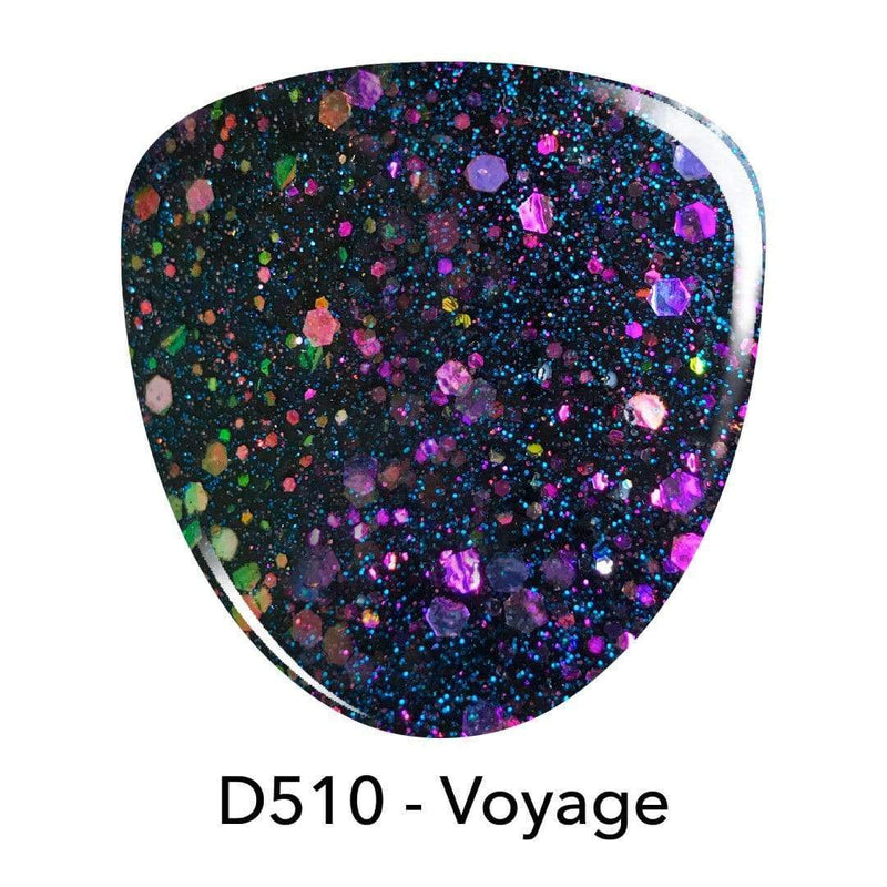 D510 Voyage Black Glitter Dip Powder