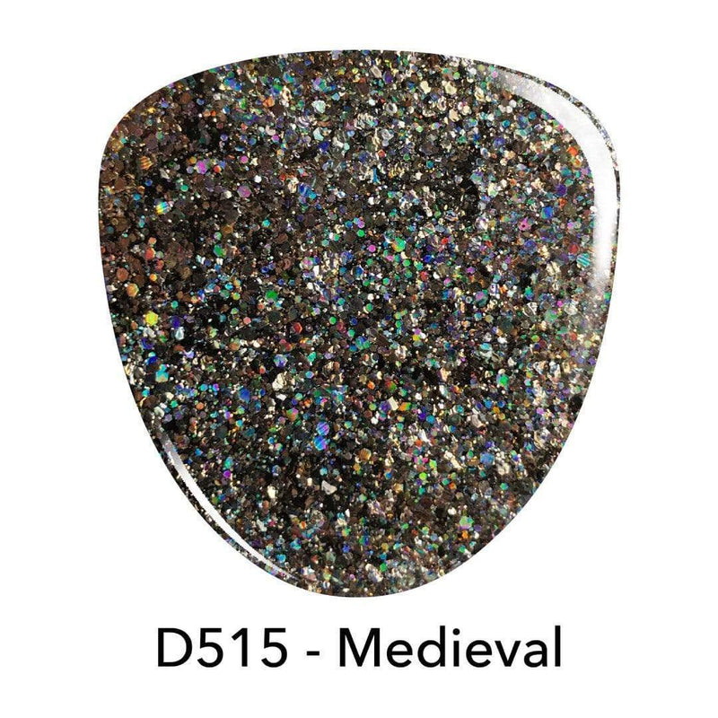 D515 Medieval Black Glitter Dip Powder