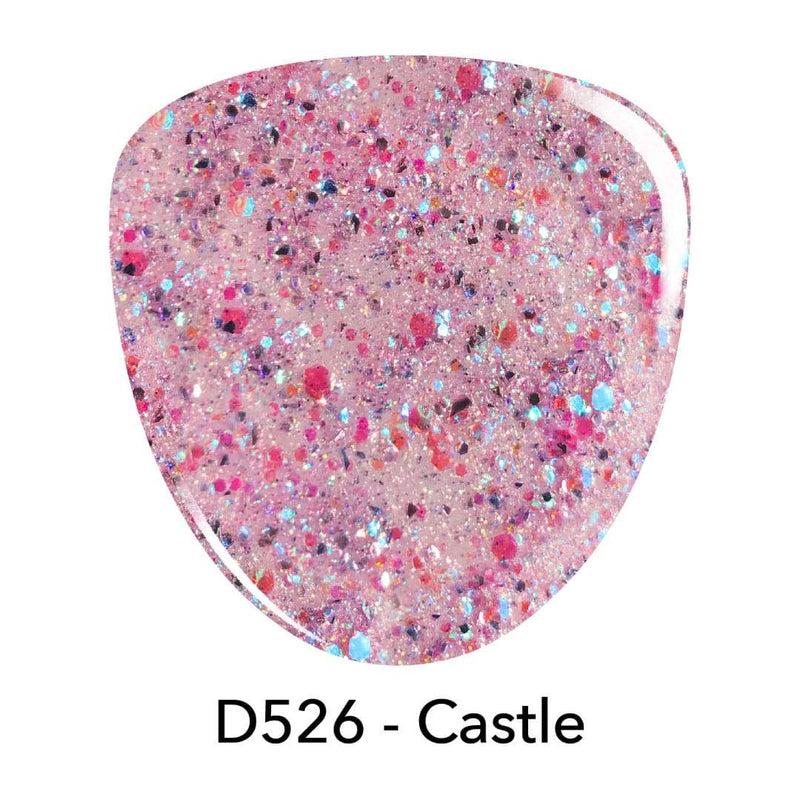 D526 Castle Pink Glitter Dip Powder