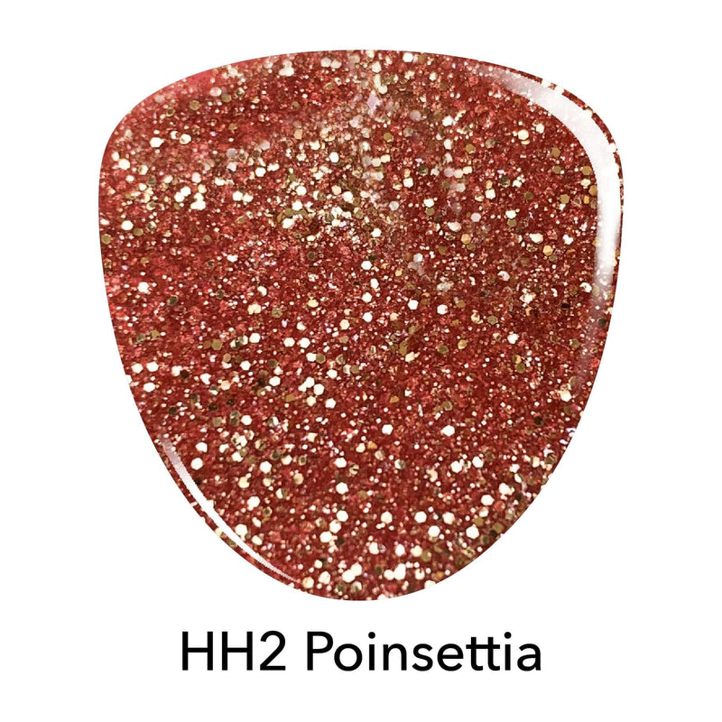 D534 Poinsettia Gold Glitter Dip Powder