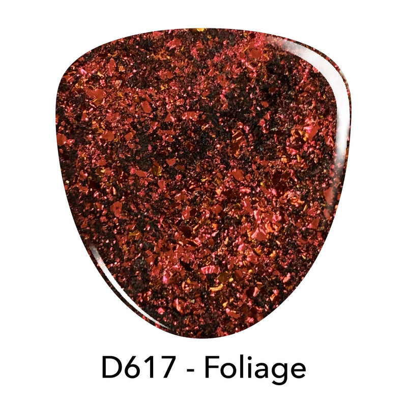 D617 Foliage Red Flake Dip Powder