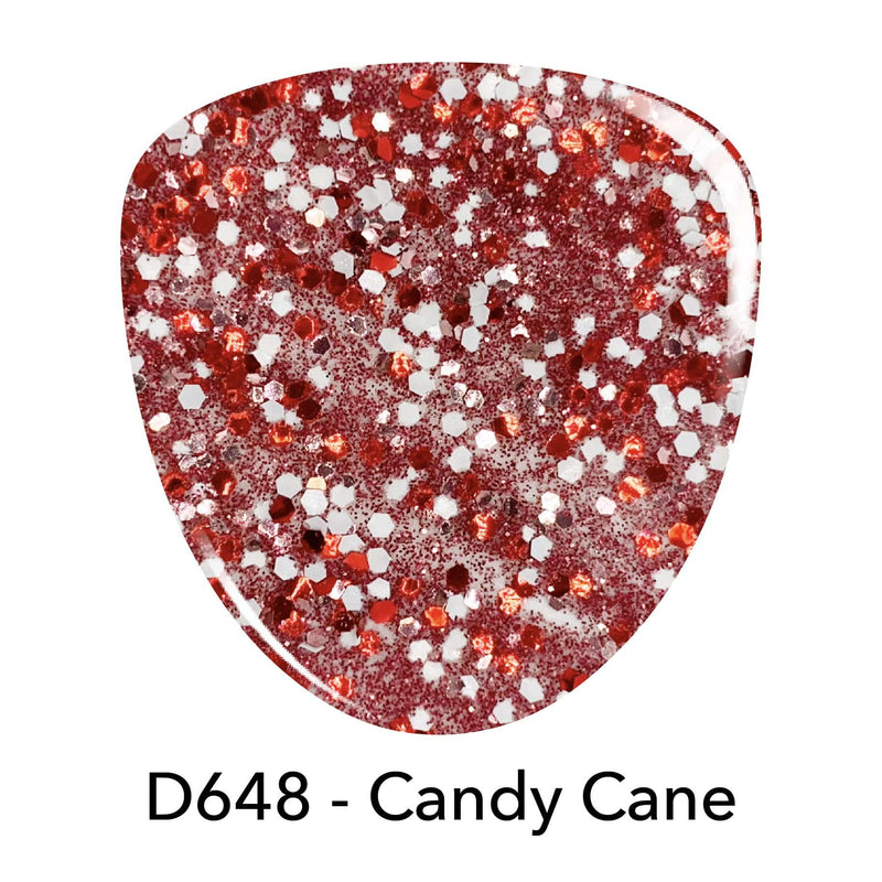 D648 Candy Cane Red Glitter Dip Powder